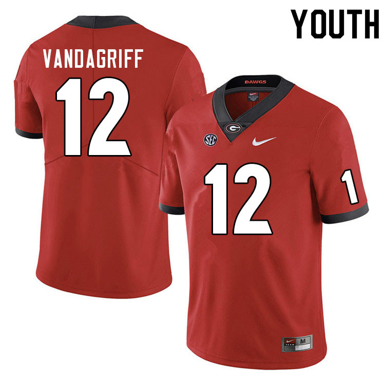 Youth #12 Brock Vandagriff Georgia Bulldogs College Football Jerseys Sale-Red - Click Image to Close